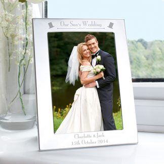 Personalised Silver 7x5 Our Son's Wedding Photo Frame