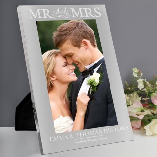 Personalised Silver Mr & Mrs 5x7 Photo Frame