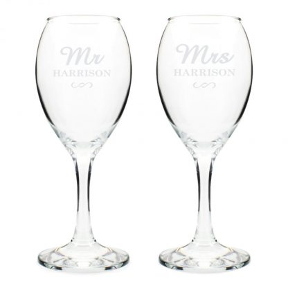 Personalised Mr & Mrs Wine Glass Set