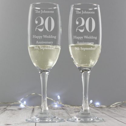 Personalised Anniversary Pair of Flutes with Gift Box