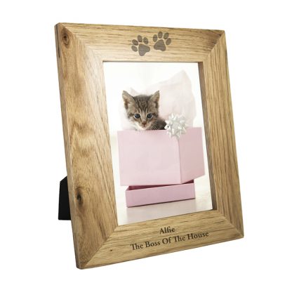 Personalised 7x5 Paw Prints Wooden Photo Frame