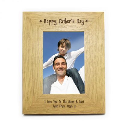 Personalised Oak Finish 6x4 Happy Fathers Day Photo Frame