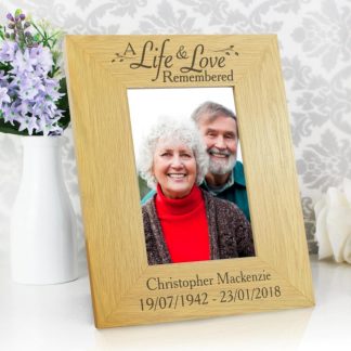 Personalised Life & Love Oak Finish 4x6 Photo Frame