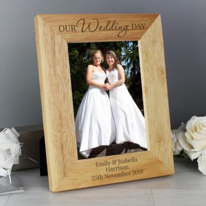 Personalised 'Our Wedding Day' Wooden 5x7 Photo Frame