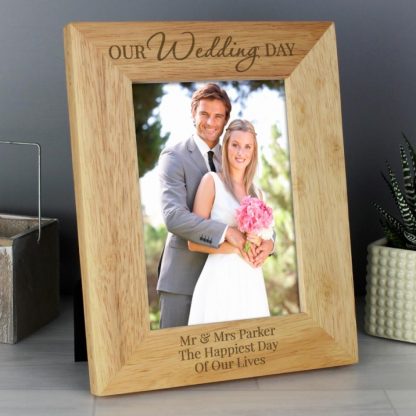Personalised 'Our Wedding Day' Wooden 5x7 Photo Frame