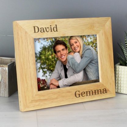 Personalised 6x4 Couples Wooden Photo Frame