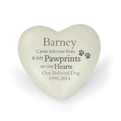 Personalised Pet Pawprints Heart Memorial Stone