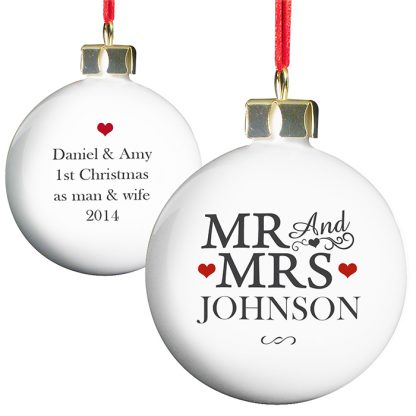 Personalised Mr & Mrs Bauble - Just The Right Gift UK - Christmas Gifts