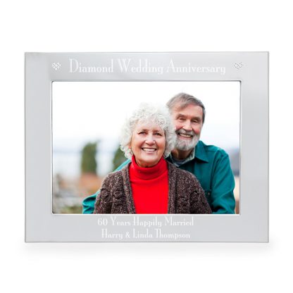 Personalised Silver 7x5 Diamond Anniversary Landscape Photo Frame