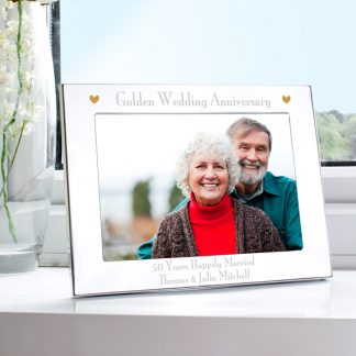 Personalised Silver 7x5 Golden Anniversary Landscape Photo Frame