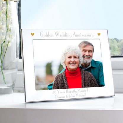 Personalised 7x5 Golden Anniversary Landscape Photo Frame