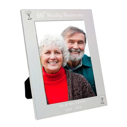 Personalised Silver 7x5 60th Wedding Anniversary Photo Frame