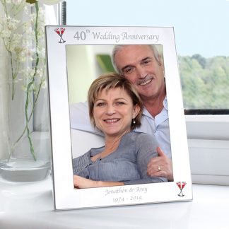 Personalised Silver 7x5 40th Wedding Anniversary Photo Frame