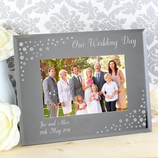 Personalised Diamante Landscape 6x4 Glass Photo Frame