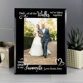 Personalised 'Of All the Walks...' Wedding 7x5 Black Glass Photo Frame
