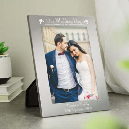 Personalised Silver 7x5 Our Wedding Day Photo Frame
