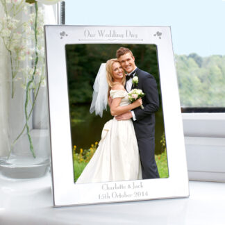 Personalised Silver 7x5 Our Wedding Day Photo Frame