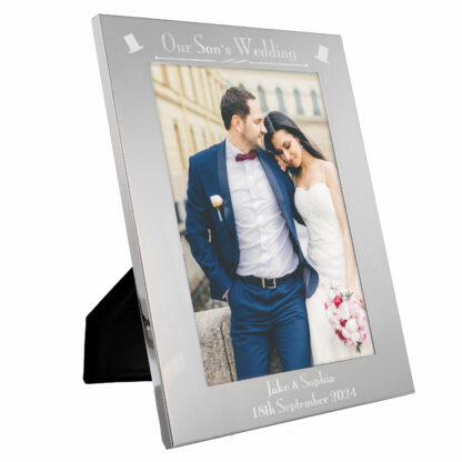Personalised Silver 7x5 Our Son's Wedding Photo Frame