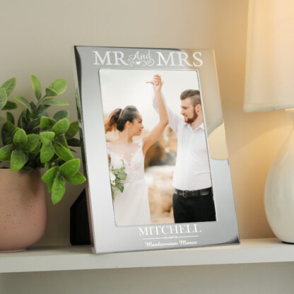 Personalised Silver Mr & Mrs 5x7 Photo Frame
