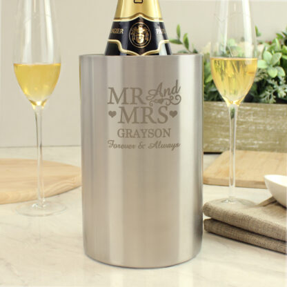 Personalised 'Mr & Mrs' Stainless Steel Wine Cooler