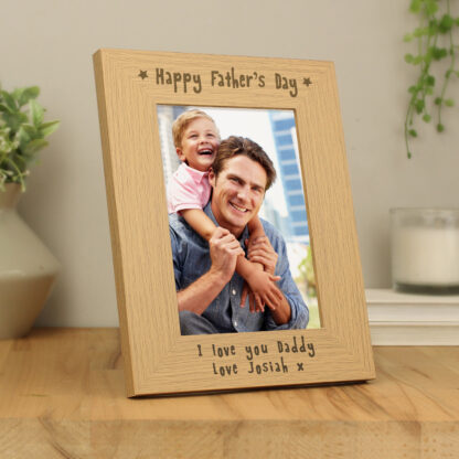 Personalised 7x5 Happy Father's Day Wooden Photo Frame
