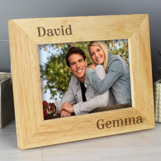 Personalised 7x5 Couples Wooden Photo Frame