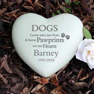 Personalised Dog Paw Prints Heart Memorial Stone