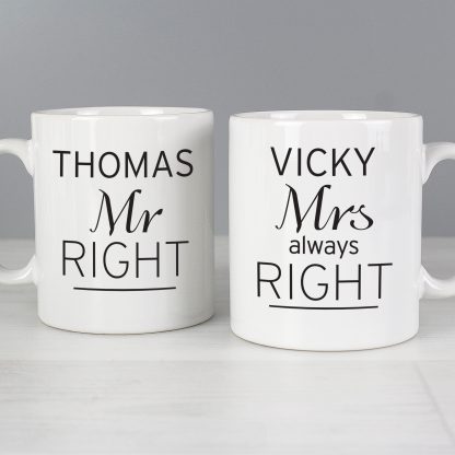 Personalised Classic Mr Right & Mrs Always Right Mug Set