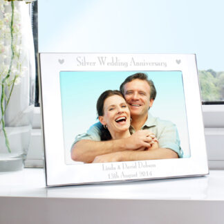 Personalised Silver 7x5 Silver Anniversary Landscape Photo Frame