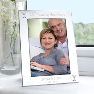Personalised Silver 7x5 25th Wedding Anniversary Photo Frame