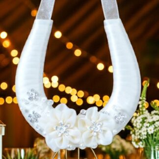 Wedding Horseshoe Ivory Ribbon Flowers & Diamantes