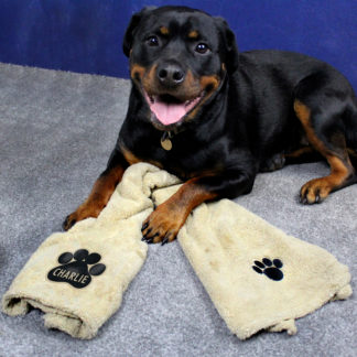 Personalised Paw Print Brown Microfiber Pet Towel