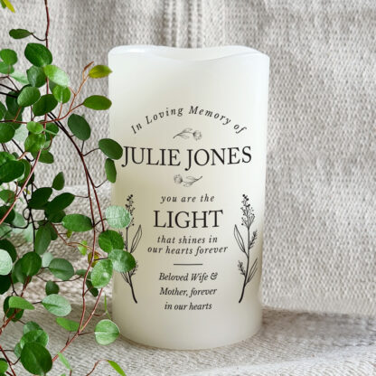Personalised Floral In Loving Memory LED Candle
