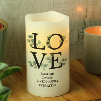 Personalised Botanical LOVE LED Candle