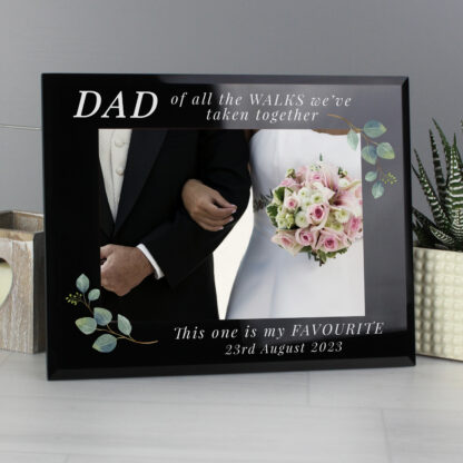 Personalised Botanical 'Of All the Walks' 7x5 Black Glass Photo Frame