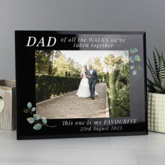 Personalised Botanical 'Of All the Walks' 7x5 Black Glass Photo Frame