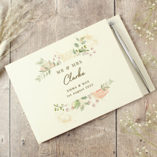 Personalised Floral Watercolour Guest Book & Pen