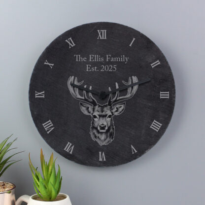 Personalised Stag Slate Clock