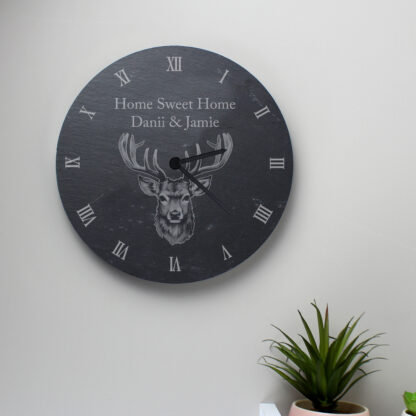 Personalised Stag Slate Clock